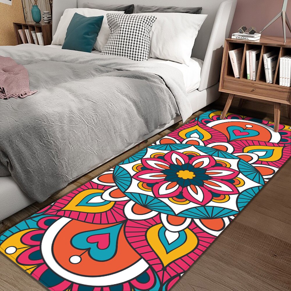 Mandala fargerike blomstermønster etnisk rektangel teppe flanell teppe alfombras godt hjem stue tepper og tepper