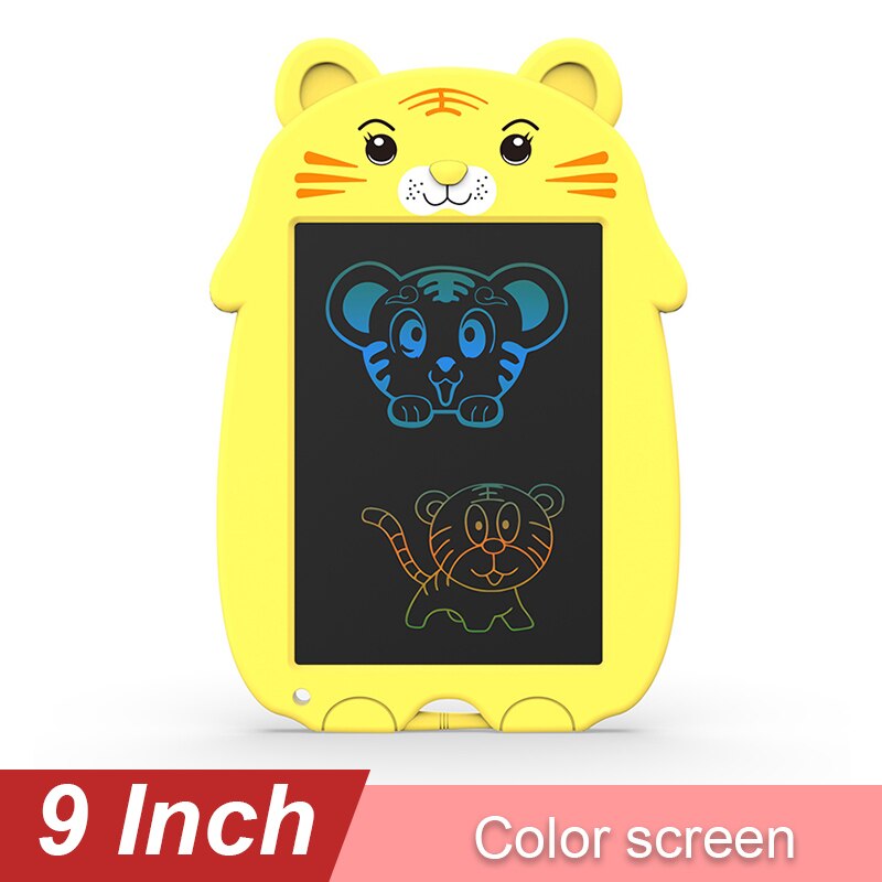 9- inch lcd writing tablet drawing toy, colorful cute cardboard shaped doodle drawing board pad, personalized for children: Yellow tiger cs