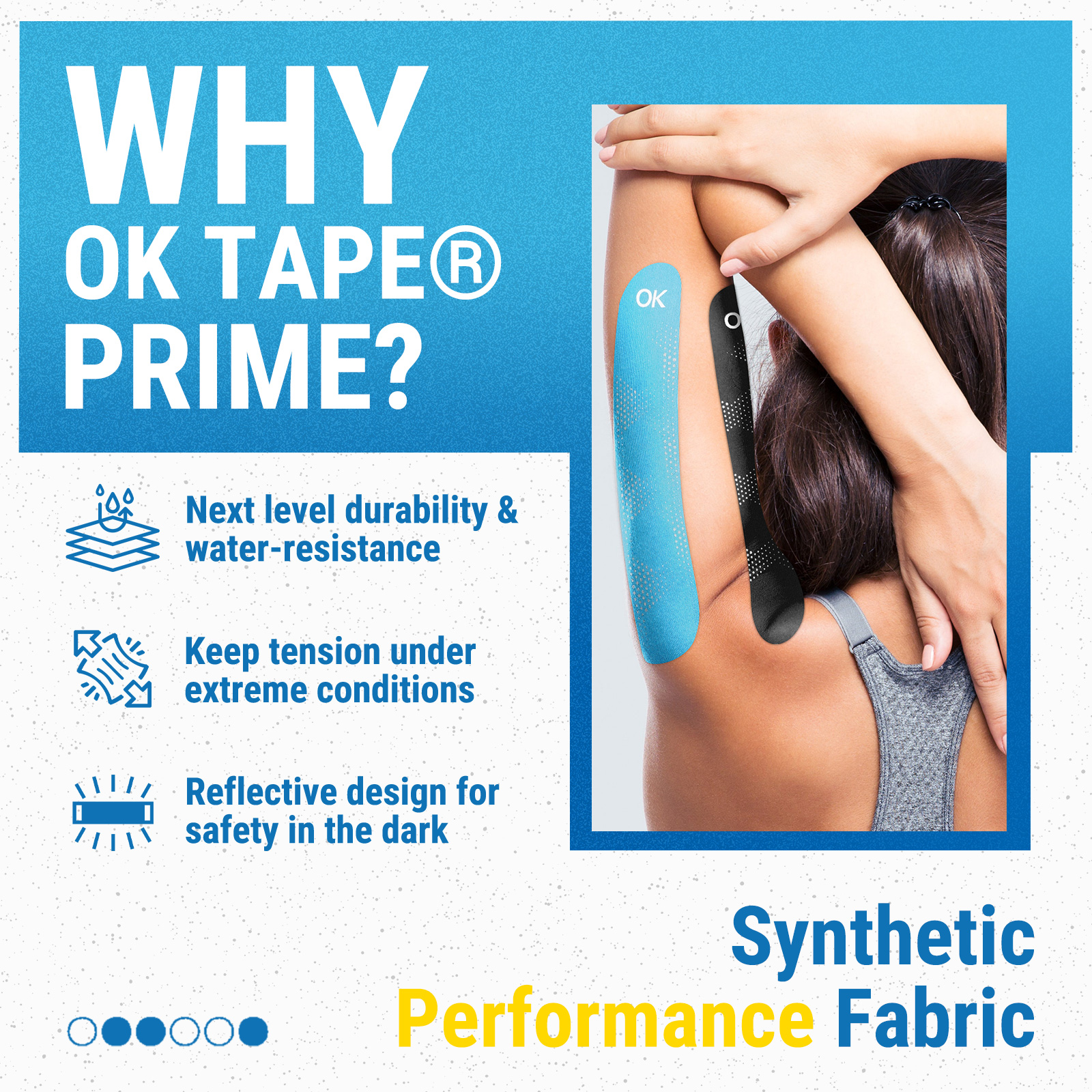 OK TAPE synthetische kinesiologietape, 20 strips, elastische atletische tape voor pijnverlichting reflecterend waterdicht, 2 "x 10" / 5 cm x 25 cm