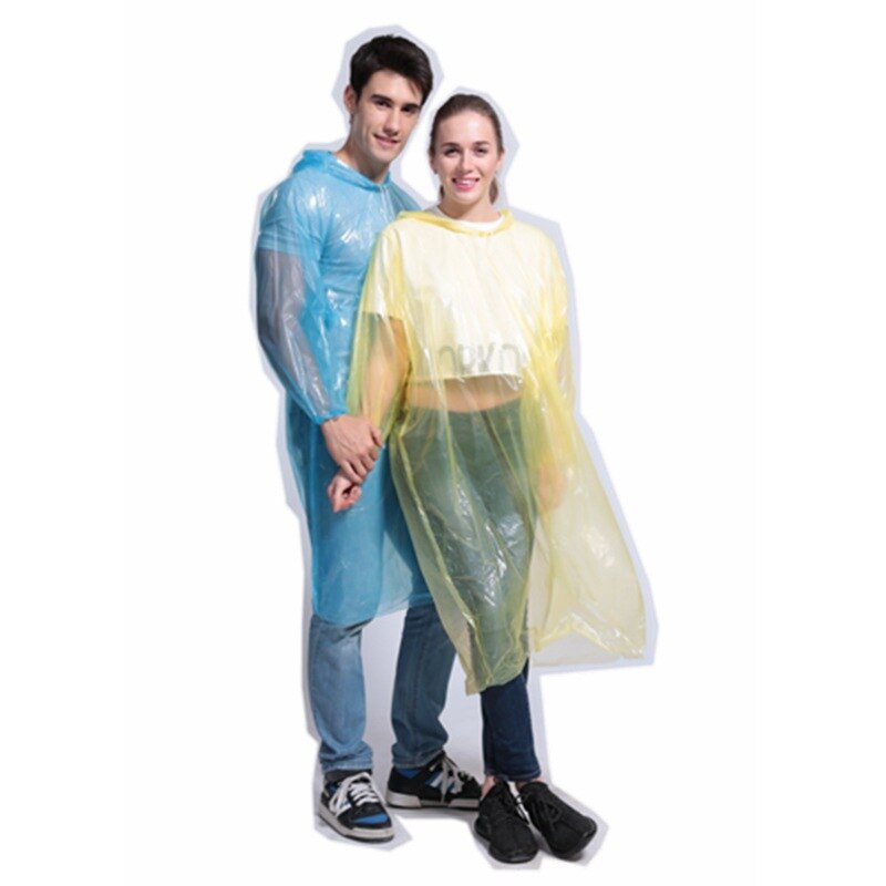 PE Adult Transparent Raincoat Hiking Travel Waterproof Hooded Rain Coat Poncho Clear Rainwear RC200004
