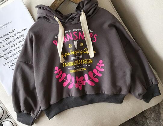 Yorkaler-pull de printemps automne pour enfants | Chemise pour filles garçons, manches longues, avec lettres imprimées, à capuche, vêtements pour bébés: Black / 7T