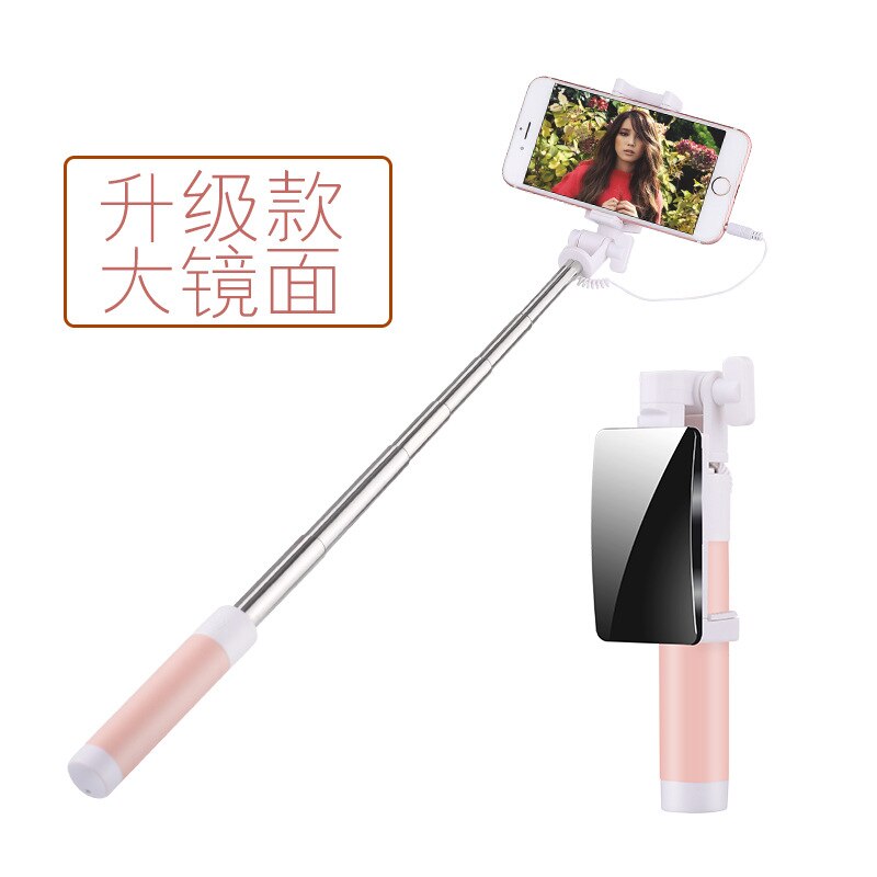 Anvendelig iphone 7 8 x selfie stick med spejl mini-by-wire selfie stick med spejl selfie stick: M6 pink æble s version af