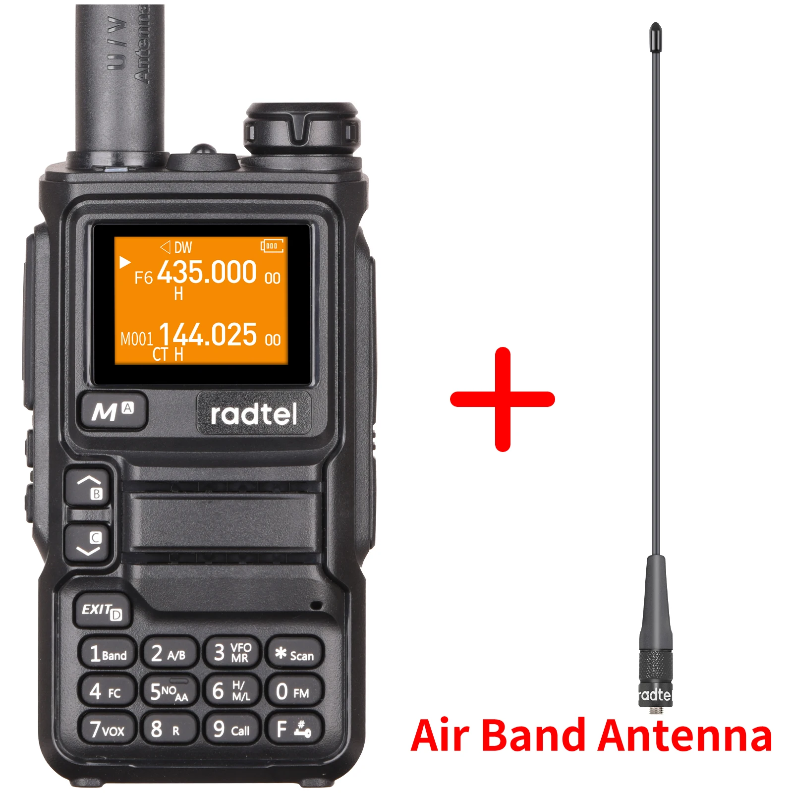 Radtel RT-590 Plus Air Band Walkie Talkie Amateur Ham Two Way Radio Station UHF VHF 200CH Full Band mit NOAA Channel AM Satcom: Black / EURO