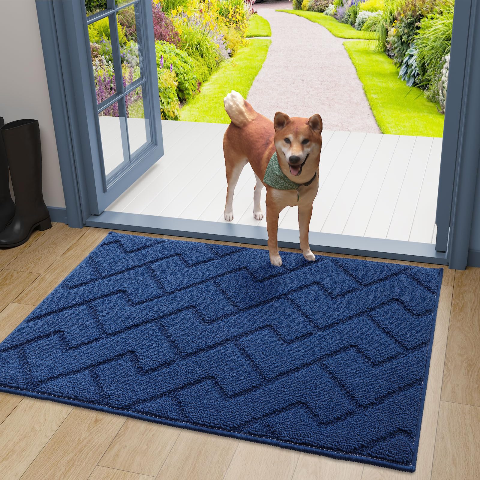 Olanly-Tapete de Porta Impermeável Antiderrapante Interior e Exterior, Welcome Mat para Entrada, Entrada em Casa, Quatro Estações, Livre de Odor: 800mm x 800mm / CINZA
