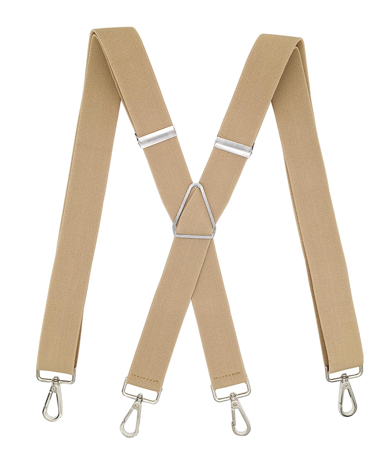 MENDENG Mens Suspenders Silver Swivel Hook Adjustable Heavy Duty Brace Boy Vintage Bronze Snap Hooks Braces Groomsmen: Beige