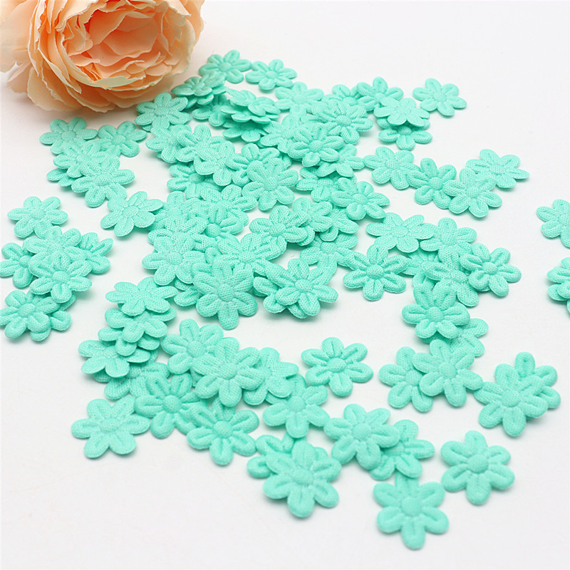 Tela de 2cm con cinco pétalos de flores en relieve, accesorios de tela de joyería DIY, Material de pegatinas de tela