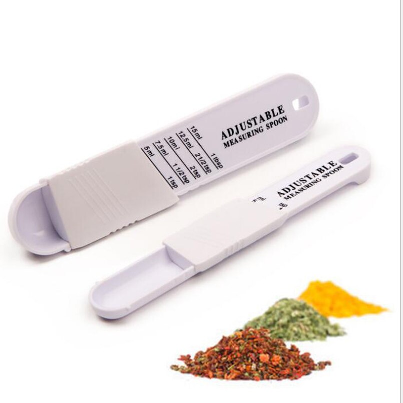 Adjustable measuring spoons2 Plastic Adjustable Measuring Spoons 1/8 teaspoon to 1 tablespoon Easy Use ml baking tool Kitchen