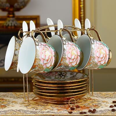 Lage prijs Golden plated Europese Stijl cups VERGULDEN Coaster Demitasse thee cup Keramische Kopje Koffie en schotel Porselein