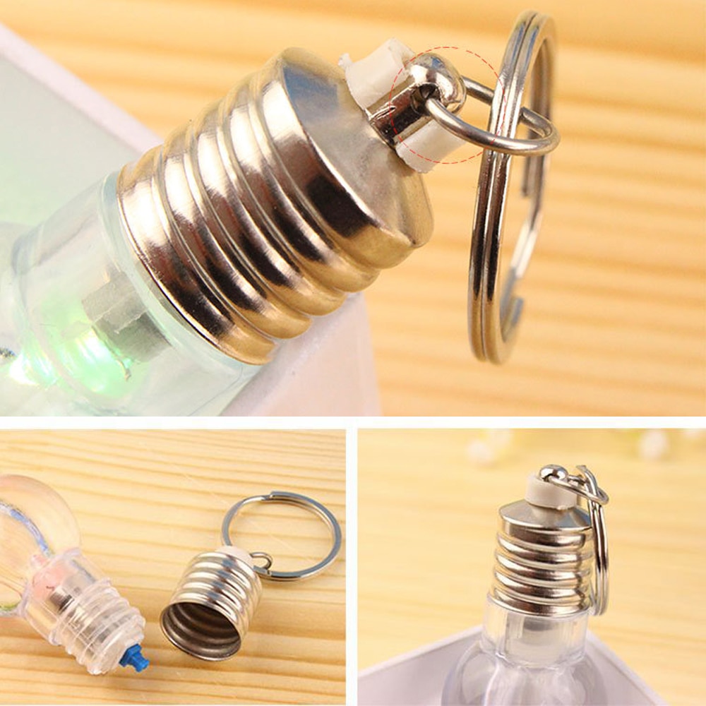 1pcs Novelty Lighting Mini LED Light Bulb Keychain Key Ring Illuminate Candy Flashlight Lamp Pendant Key Fob Christmas