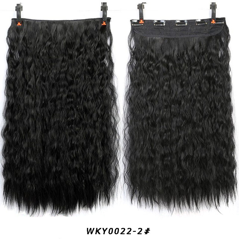 XUANGUANG Lange natuurlijke krullend hair extensions zwart bruin synthetisch haar extensions: 2