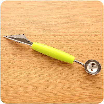 Carving Stainless Steel Melon Ice Cream Baller Double Ended Carving Scoop Sculpture Fruit Knife Spoon Tool Kitchen Sculpture: Green