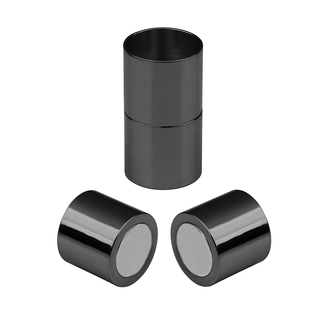 Lote de 5 unidades de cierres magnéticos fuertes cilíndricos de varios tamaños, hebilla para fabricación de joyería, accesorios de conectores de pulsera de cuerda de cuero DIY: S / Gris