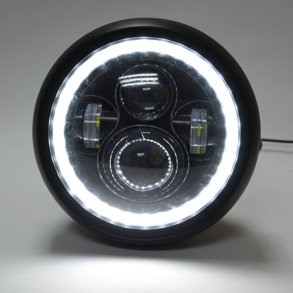 7,5 zoll LED Scheinwerfer mit Heiligenschein Ring Bernstein Blinker Für Harley Honda Cafe Rennfahrer Bobber 7.5 "LED Motorräder scheinwerfer
