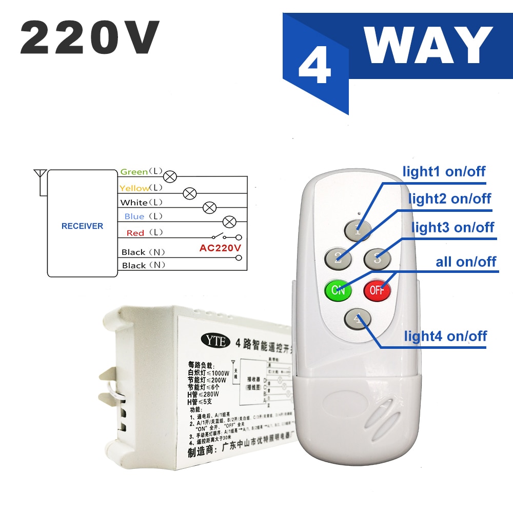 AC 220V 4 Manier 5 Stukken OP/OFF Multifunctionele Intelligente Digitale Lampen Draadloze Afstandsbediening Schakelaar voor Plafond kristallen Lamp