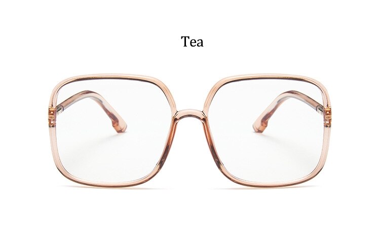 Oversized Square Glasses Women Clear Black Big Frame Retro Transparent Optical Computer Glasses Frame Eyeglasses: Tea