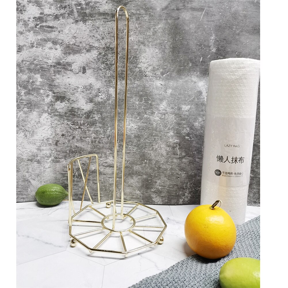 Stainless Steel Roll Tissue Towel Holder Kitchen Bathroom Paper Stand Rose Gold Stable Napkin Rack Bottom Bracket Home Storage