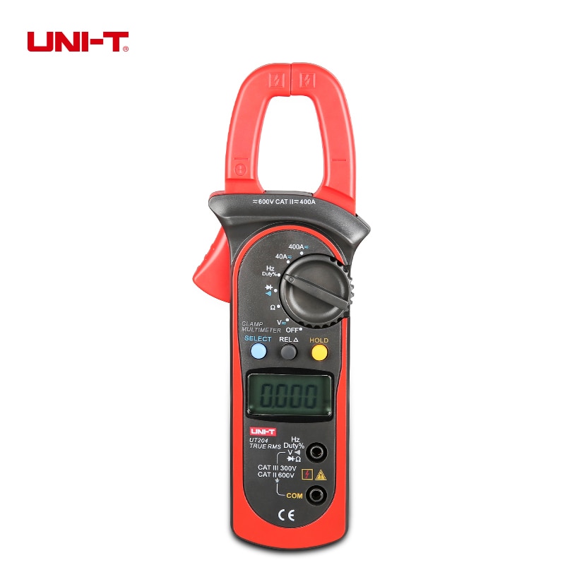 Uni-t digital klemmemåler  ut204 ut203 ut204a dc vekselstrøm 400a-600a effekt klemme multimeter tester amperemeter med temperatur test