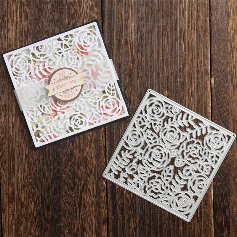 DiyArts Rose Blossom Frame Dies Background Metal Cutting Dies Craft Stencil Punching Templates Scrapbooking Decorative Mold