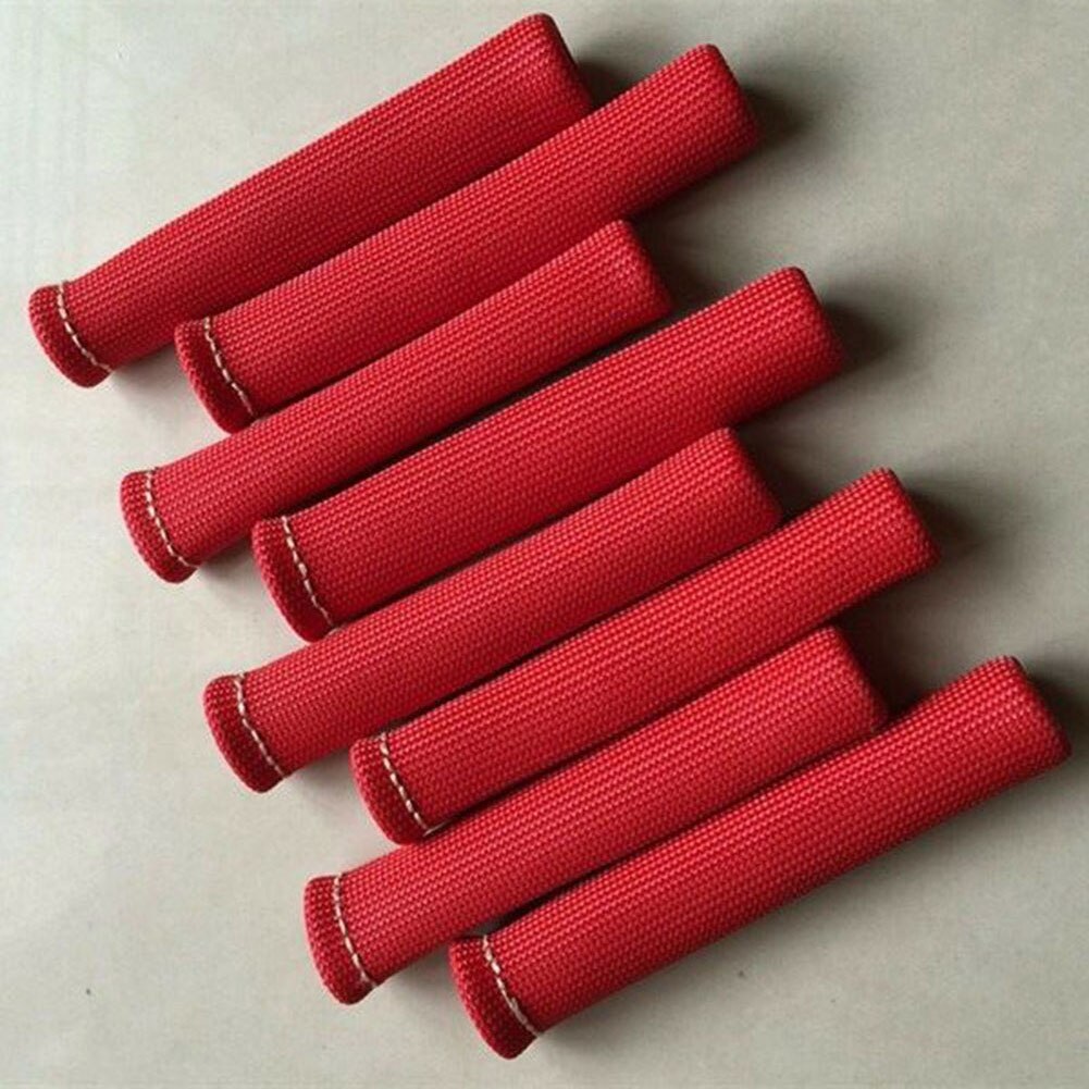 8*Red Universal Straightest Car Spark Plug Wire Harness Protective Sleeve Turbo Heat Shield Protector