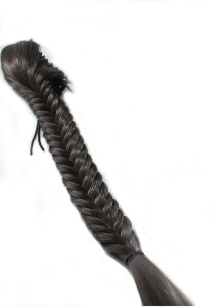 Extensiones de cola de caballo sintética de color marrón Trenza para el cabello cola de caballo con cordón para mujeres colas de pez fibra de alta temperatura: claw 4