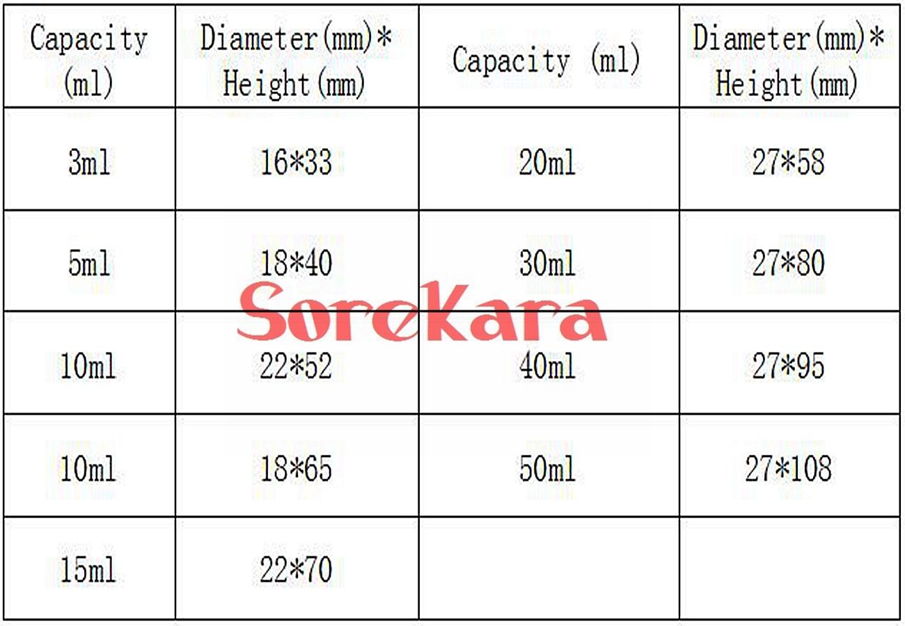 3 Ml/5 Ml/10 Ml/15 Ml/20 Ml/30 Ml/40 Ml/50 Ml Clear Glas Afdichting Fles Reagens Sample Flesjes Plastic Deksel Schroefdop