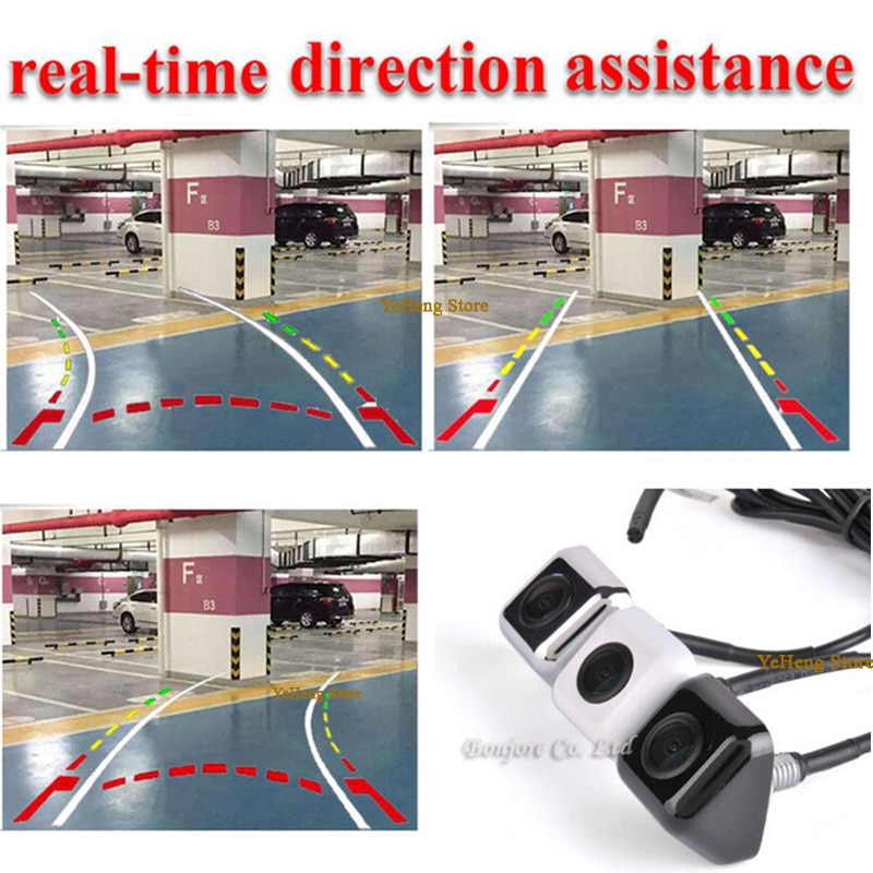 Intelligent Dynamic Trajectory Tracks Rear View Camera CCD Reverse Backup Camera Parking Assistance White Black Silver