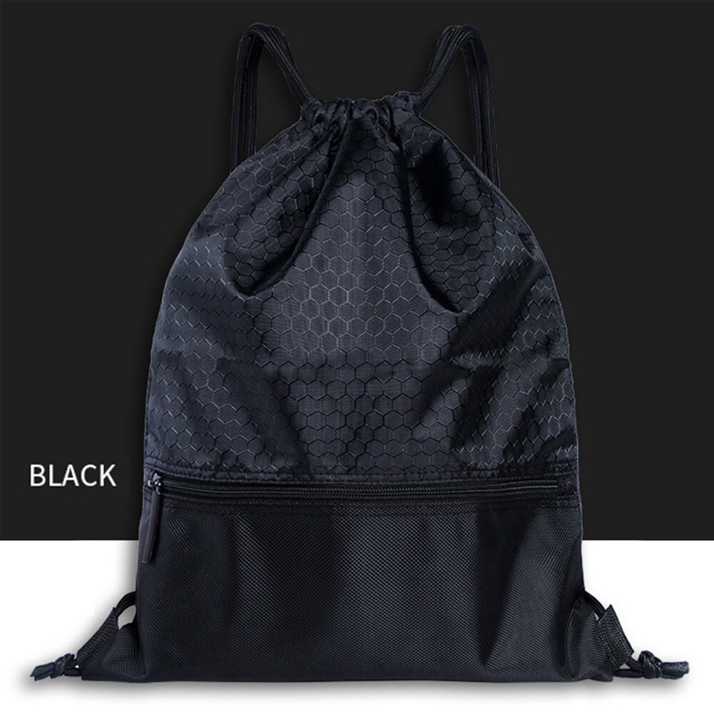 50*42cm Folding Drawstring Storage Waterproof Beam Bag Wear-resistant Sport With Zipper Pocket Home Swimming Backpack Travel: black