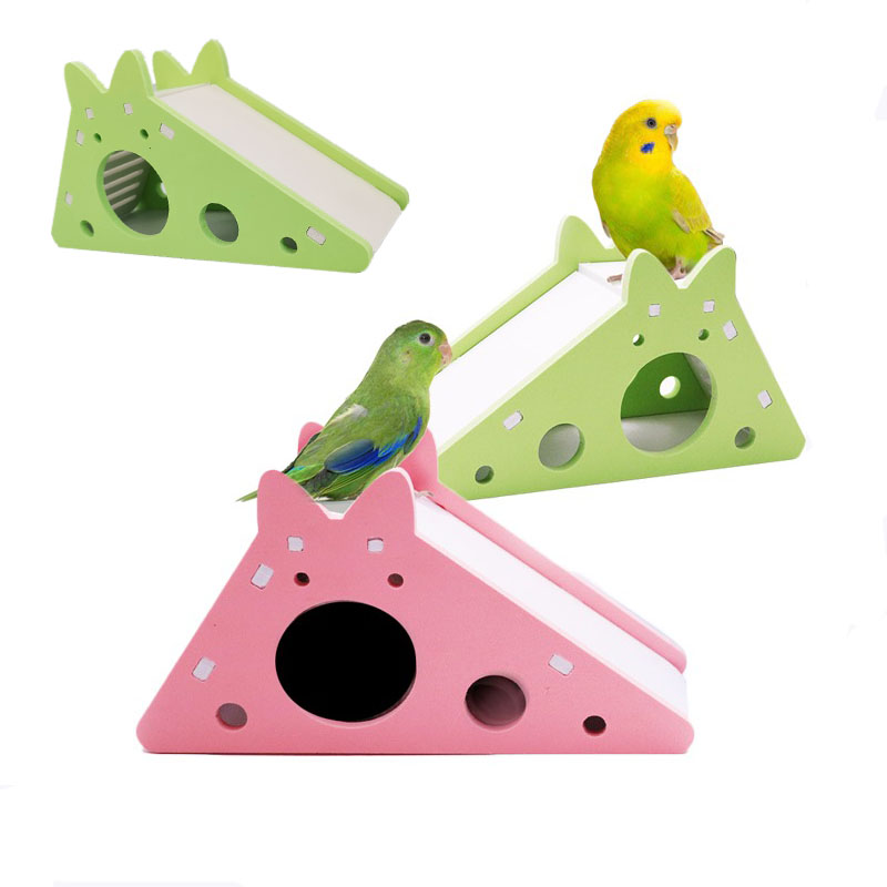 Scivolo per uccelli giocattolo criceto casa a scomparsa accessori per gabbia per pappagalli cavia scivolo in legno con scale giocattolo forniture per piccoli animali domestici