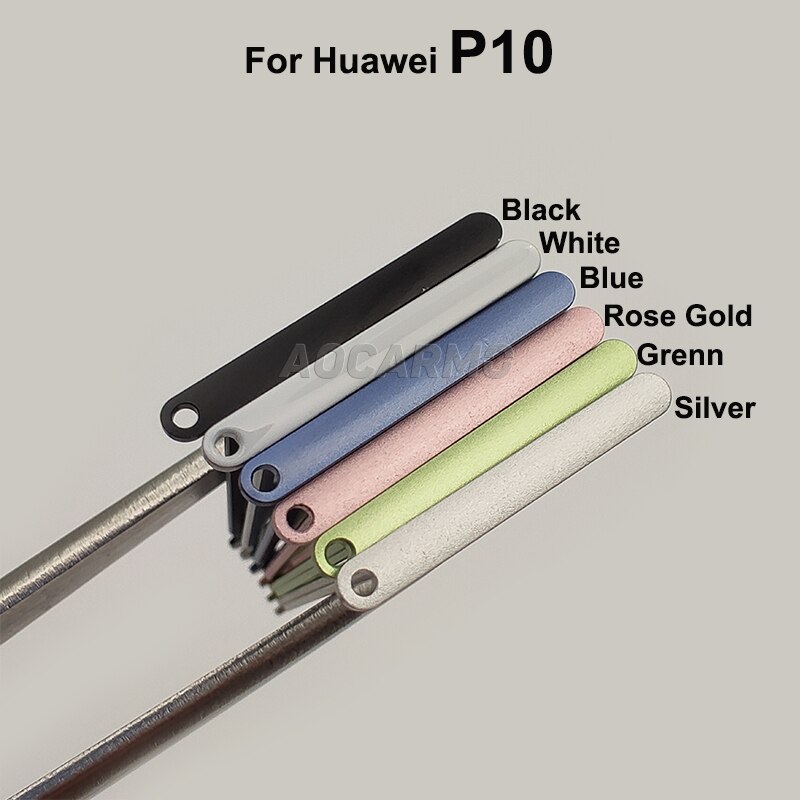 Aocarmo preto/branco/azul/rosa ouro/grenn/prata sd microsd titular nano sim cartão bandeja slot para huawei p10 VTR-AL00