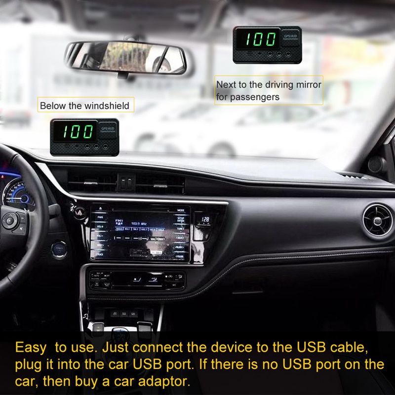 GPS HUD Snelheidsmeter Digitale Heads Up Auto Snelheid Waarschuwing Plug Display