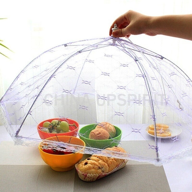 1pc køkken foldet mesh maddæksel anti fly myg paraply hygiejne gitter stil mad fad dække køkken tilbehør køkkenudstyr