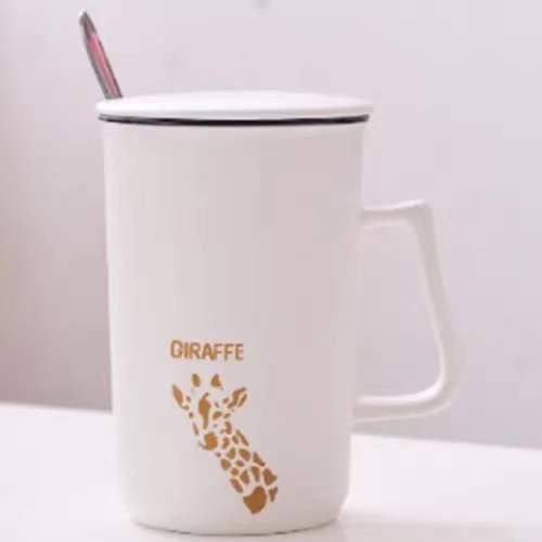 2022 Engels Keramische Cup Beker Met Deksel Lepel Koffiekopje Grote Capaciteit Melk Cup Ontbijt Cup Paar Cup water Cup: 8