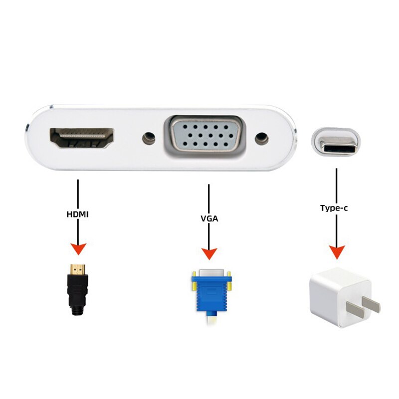USB C HUB di Tipo C a HDMI VGA Converter 4K Thunderbolt 3 per il Computer Portatile Mac-book Google chromebook Pixel Usb-C Hub Hdmi