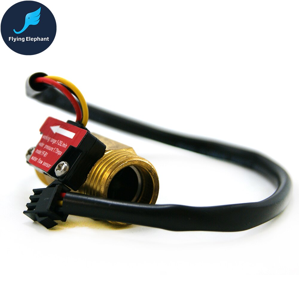 Full Copper Water Flow Sensor 1.75Mpa G1/2 Pulse Hall Flow Meter Switch 1-25L/Min