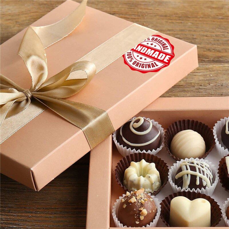 1 Inch Cowhide Sticker 100% Love Handmade Bakery Baking Sticker Birthday Cake DIY Sealing Wedding Decoration Label