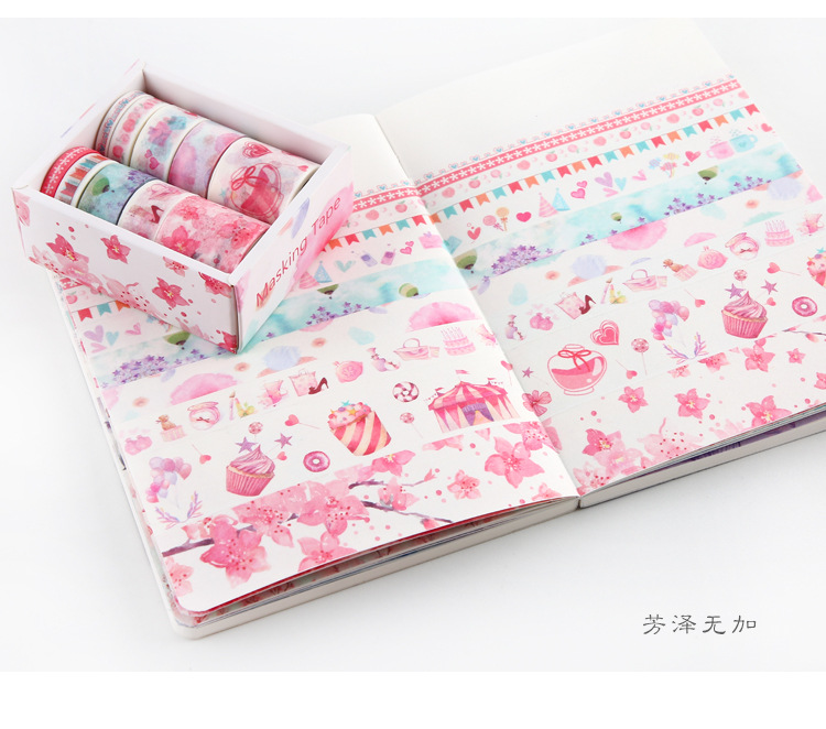 Ruban Washi décoratif avec chansons d'amour sous les étoiles, ruban de masquage décoratif pour bricolage, fournitures scolaires et de bureau, pour bricolage, 10 pièces/paquet: 10