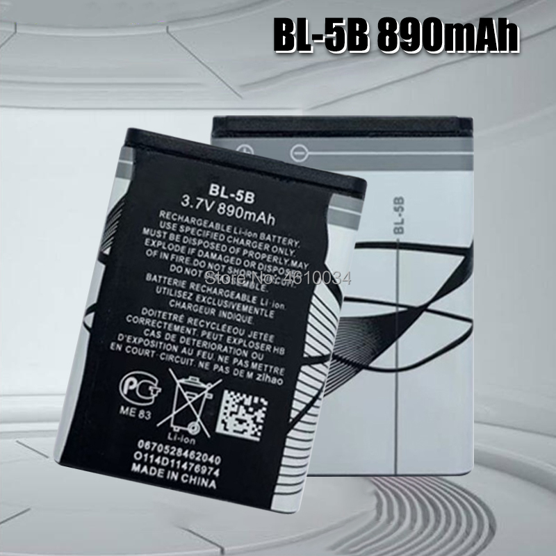 BL-5B-Batería de repuesto de iones de litio recargable integrada, 3,7 V, 890mAh, con celdas de batería, protección PTC, para Nokia 3220 / 3230
