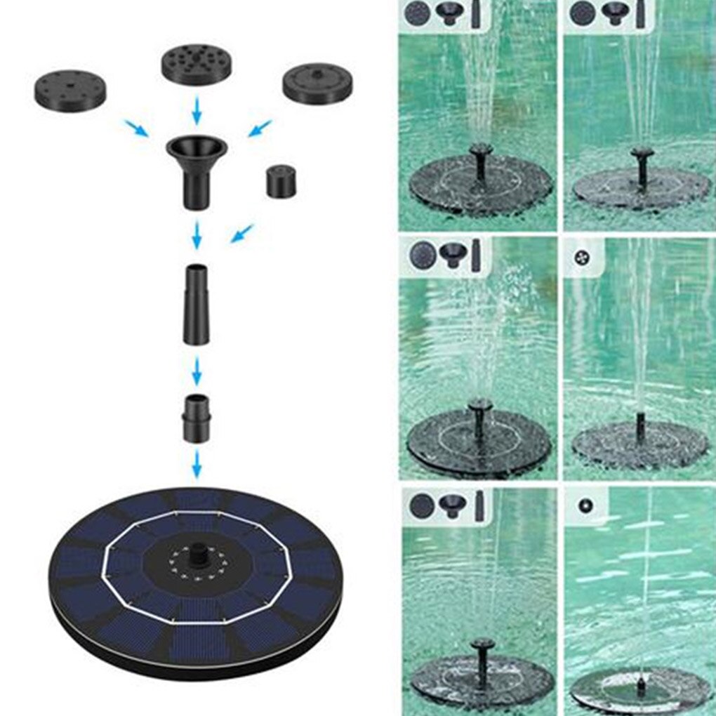 6V 2.5W Solar Power Water Fountain Outdoor Park Pond Swimming Pool Solar Fountain 6-Nozzle Rechargeable Water Fountain Pump