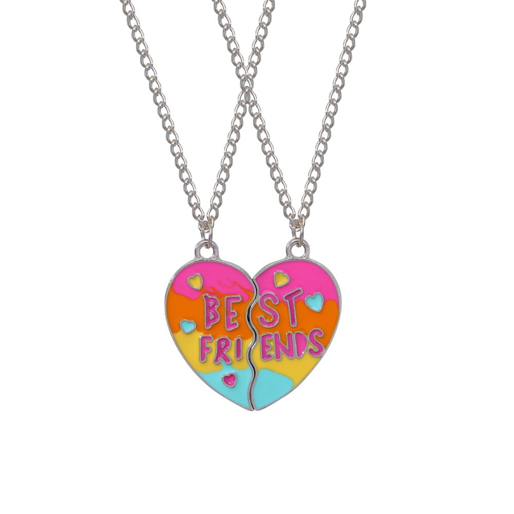 Paar Roze Blauw Hart Gebroken Beste Vrienden Ketting Hanger Ketting BFF Vriendschap Leuke Sieraden Cadeaus Voor Kinderen 2 stks/set: Blue Zinc Plated