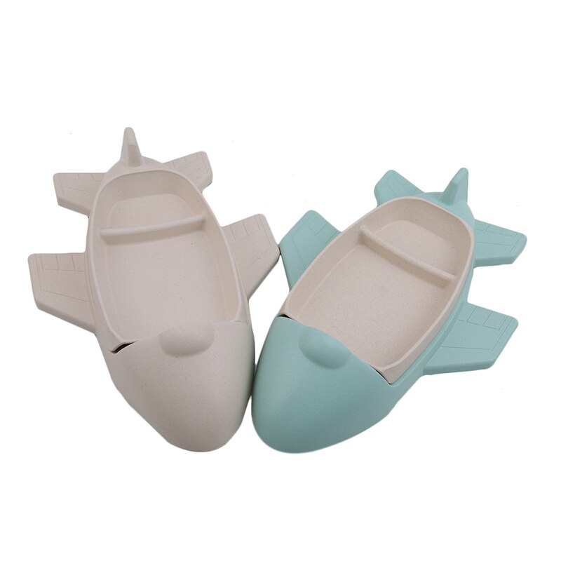 Vajilla con forma de aviones animados para Niños, plato separador para niños, cubiertos para niños, plato de fibra de bambú, vajilla infantil