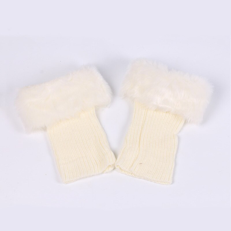chaussettes hautes laine à tricoter chauffe jambe guettre chaussettes femme: WHITE