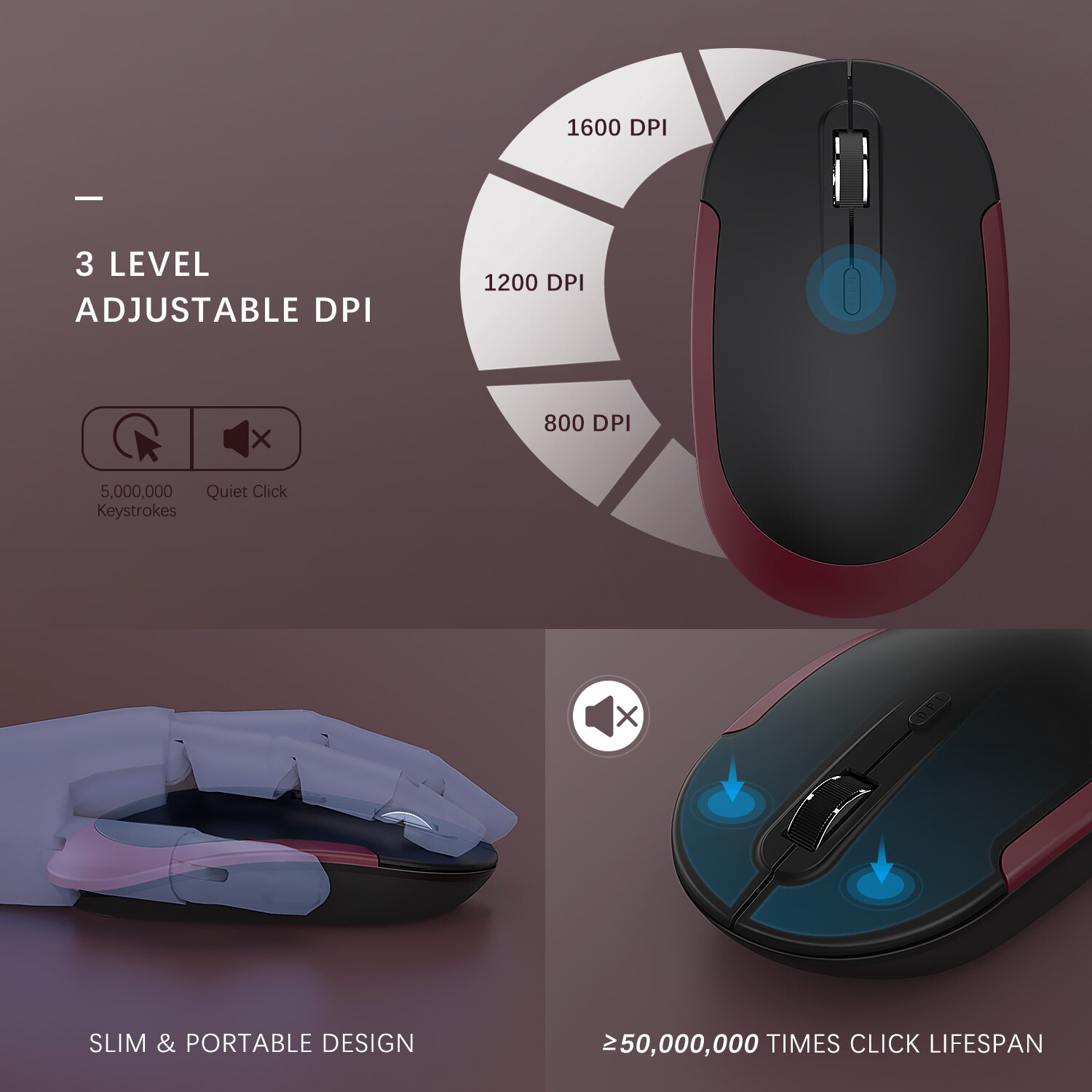 Jelly Comb Wireless Keyboard and Mouse Combo 2.4GHz Ultra Thin Mouse Full Size Keyboard with Number Pad for Computer PC Notebook