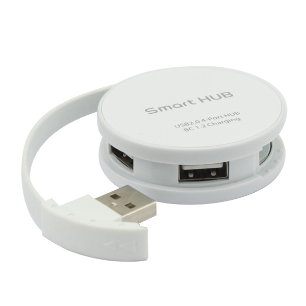 Round USB HUB 4 Port USB 2.0 Splitter Switch Portable Splitter Set for iMac Computer Laptop Accessories Hab Adapter: USB2.0 White