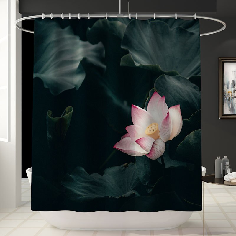Bloem Patroon Afdrukken Badkamer Waterdicht Douchegordijn Set Voetstuk Tapijt Deksel Tapijt Wc Cover Set Bad Gordijn Mat Set: Only Curtain D