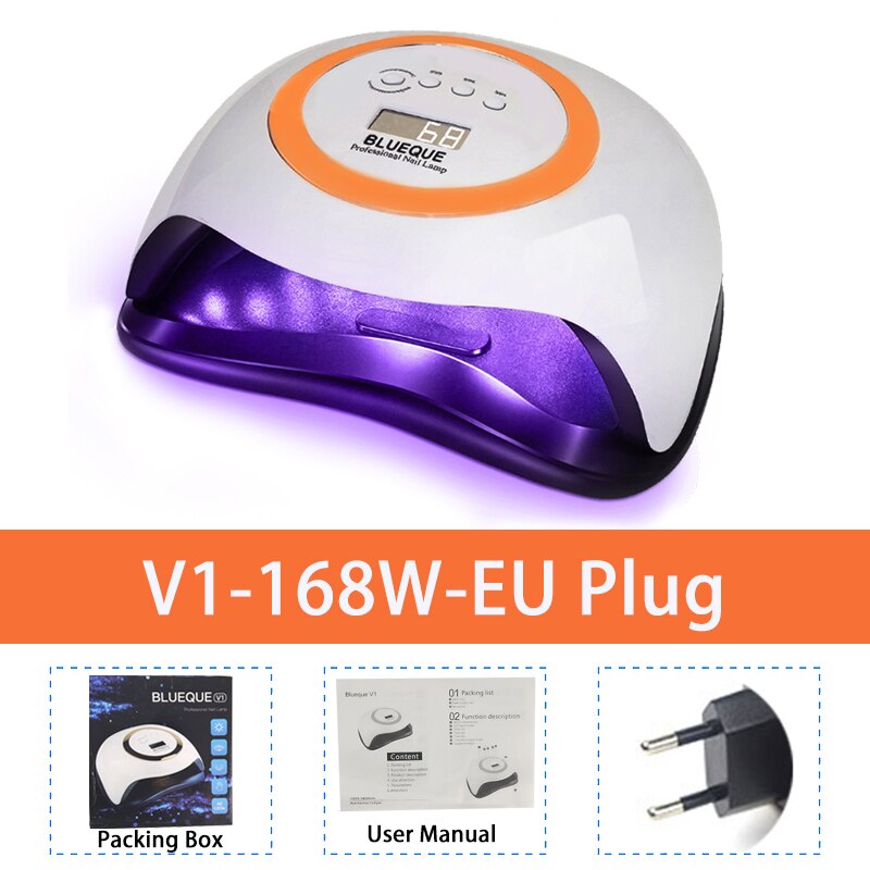 BLUEQUE-Lámpara de LED UV V1 de 168W, de para manicura, secador de Gel para uñas: Orange EU Plug