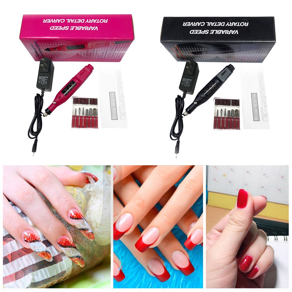 1 sæt elektrisk negleboremaskine pen til manicure pedicure tips polering slibning neglebor bits negle gel mill kit