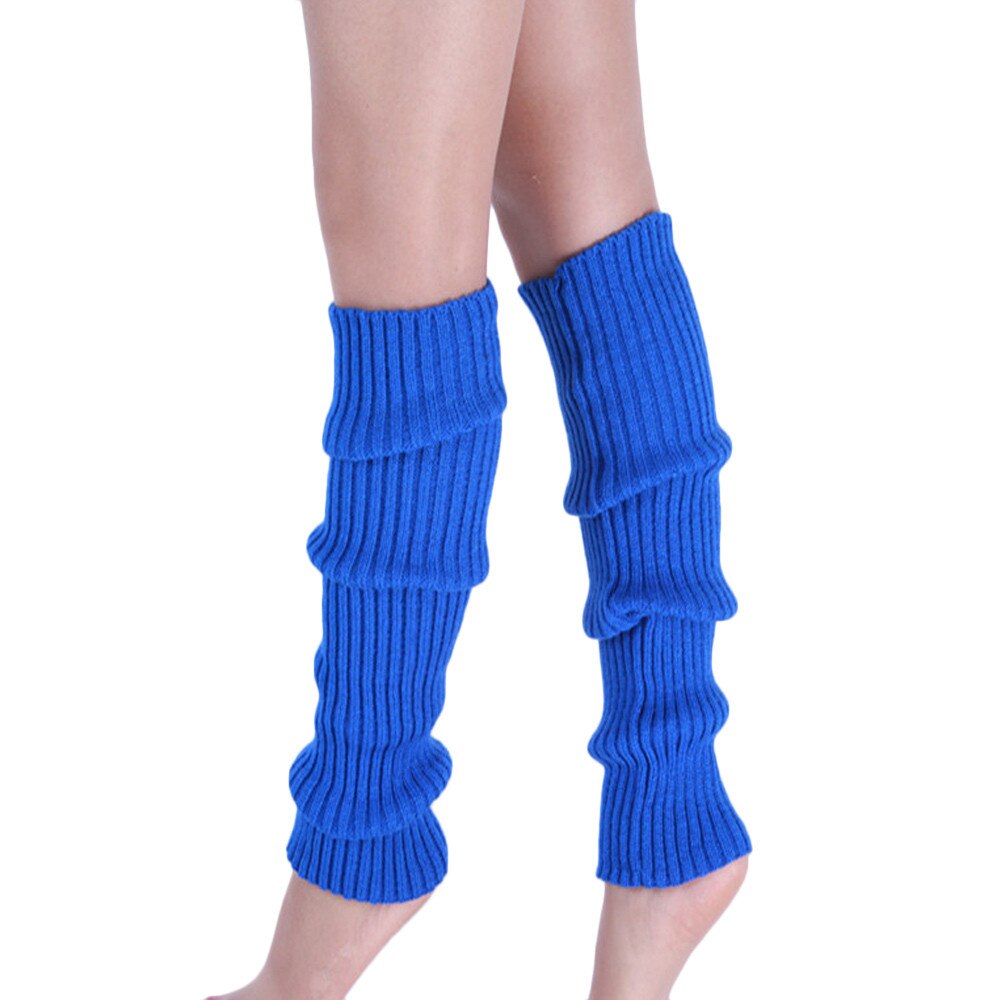 SAGACE High Socks Women Pure Colour Boot Cuffs Warmer Wool Knit Leg Stocks Winter Cotton Long Socks Over Knee Leg Warmer Girls: Blue