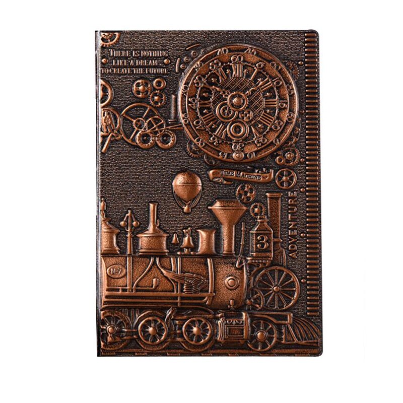 A5 retro anteckningsbok 3d steampunk gravyr effekt pu rese anteckningsbok tåg utskrift dekoration dagbok utsökt bok