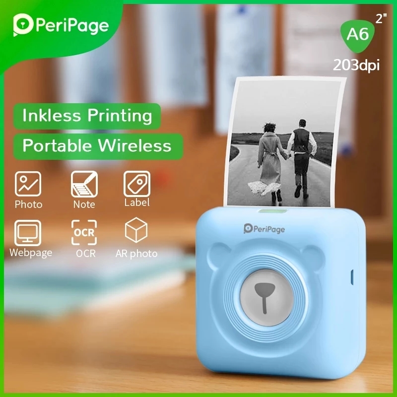 PeriPage – Mini-imprimante thermique Portable pour photos et reçus, 203dpi, Bluetooth sans fil, A6