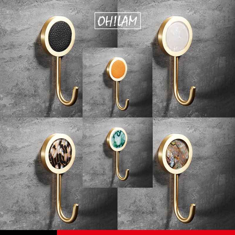 Self Stick Gold Brass Shell Decorative Wall Hooks Towel Rack Coat Hook Bath Jewelry Key Hangers Hallway Wall Clothes Bags Hook